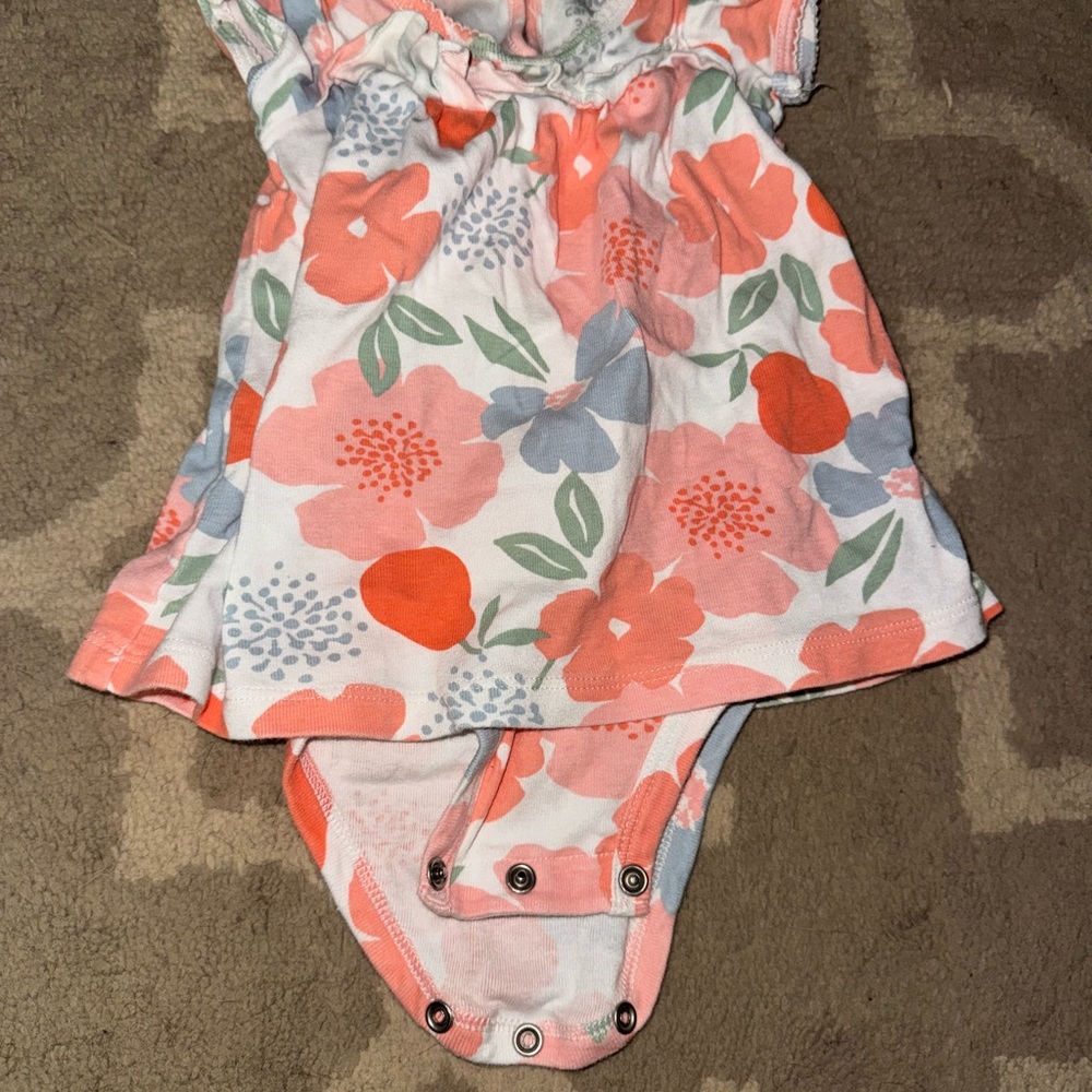 Child of Mine Pink and White Floral One Piece Bodysuit